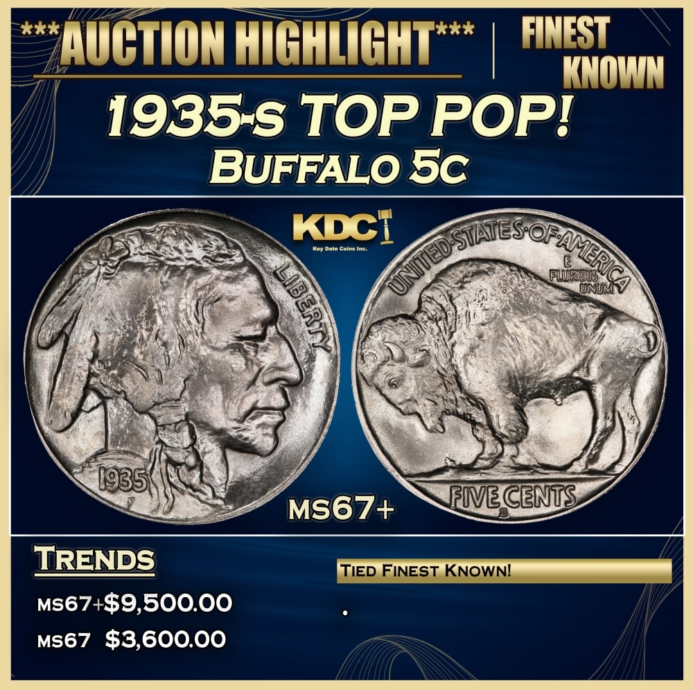 1935-s Buffalo Nickel TOP POP! 5c ms67+ SEGS (1 of 3)