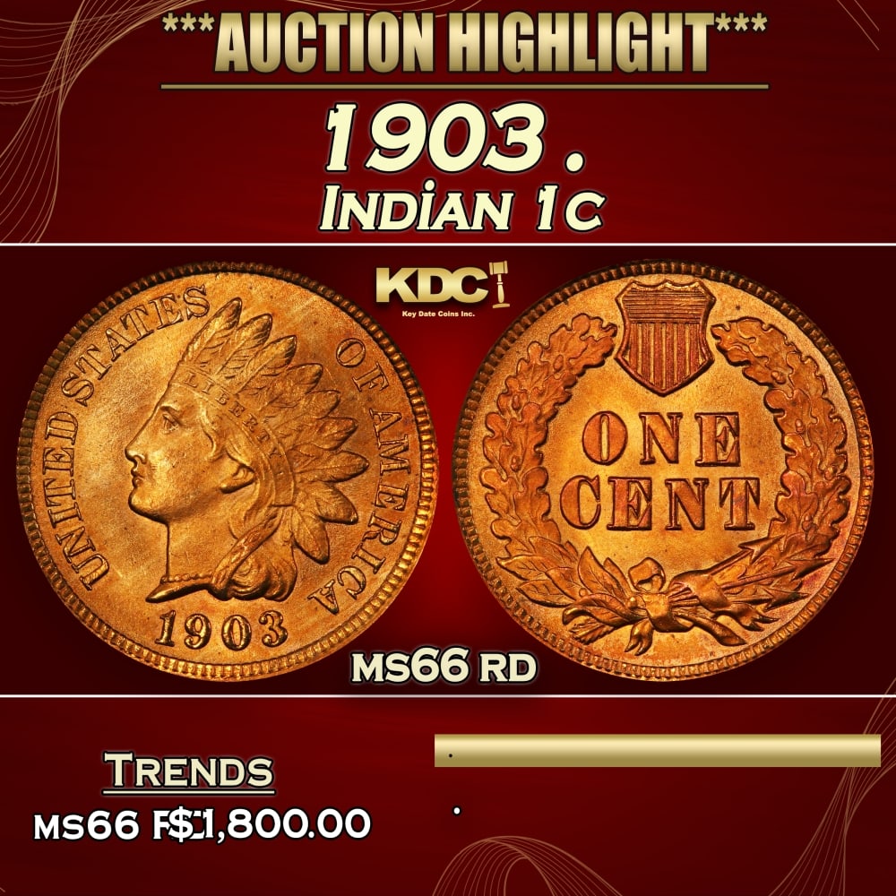 1903 Indian Cent . 1c ms66 rd SEGS (1 of 3)
