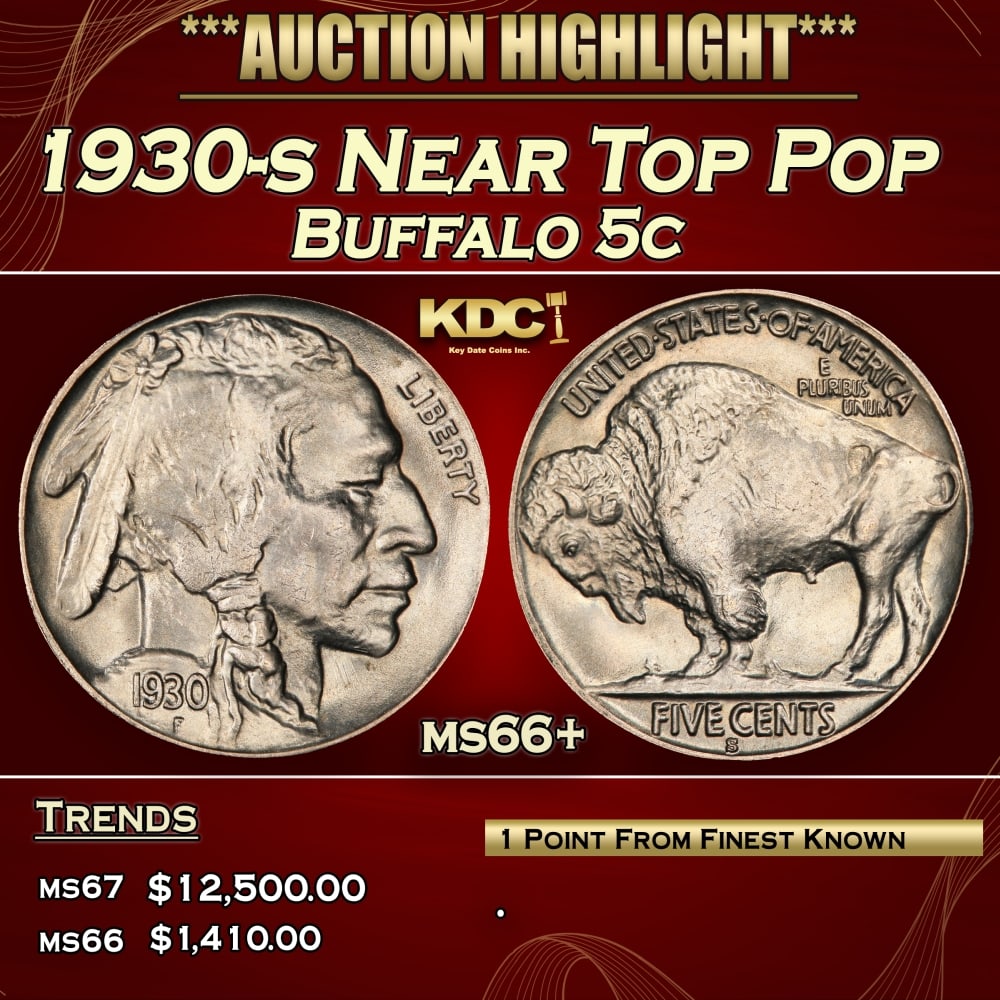 1930-s Buffalo Nickel Near Top Pop 5c ms66+ SEGS (1 of 3)