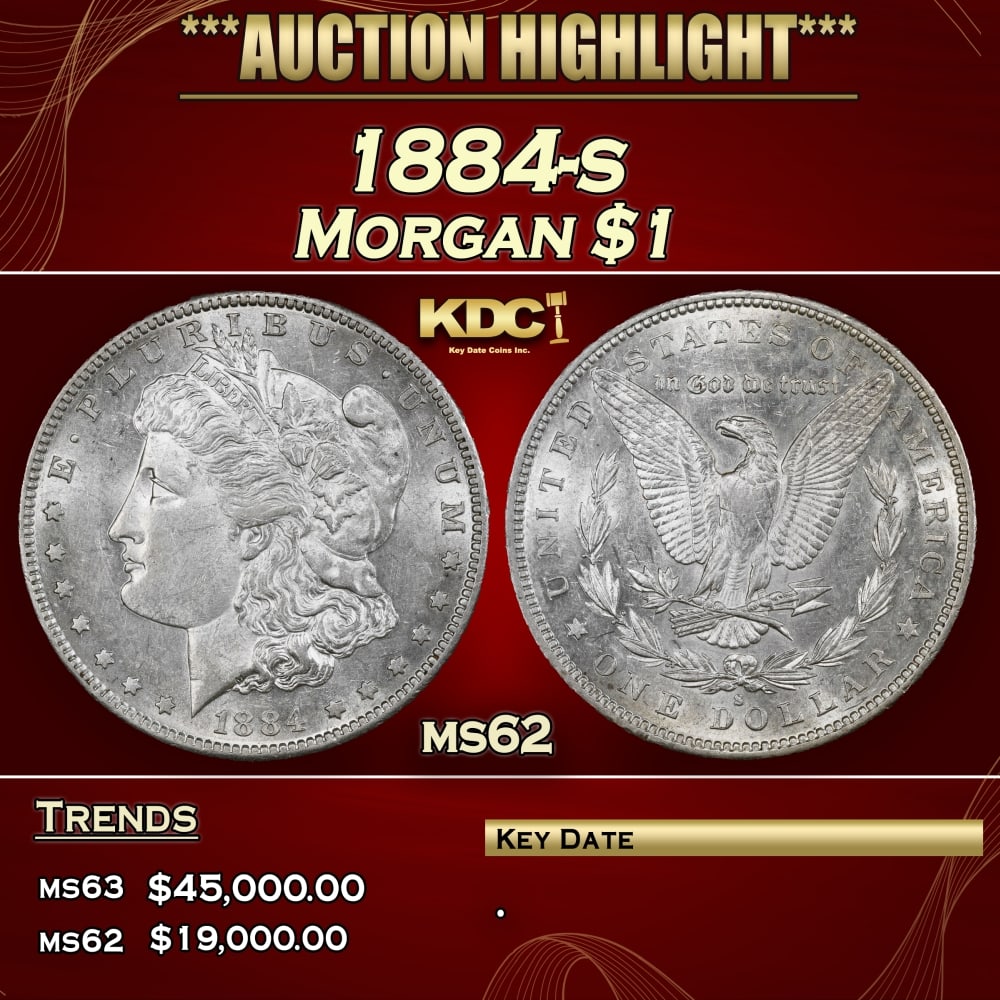1884-s Morgan Dollar $1 ms62 USCG: 1884-s Morgan Dollar $1 ms62 USCG. 0