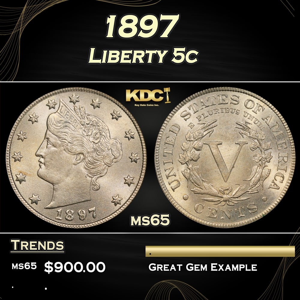 1897 Liberty Nickel 5c Grades ms65 (1 of 3)