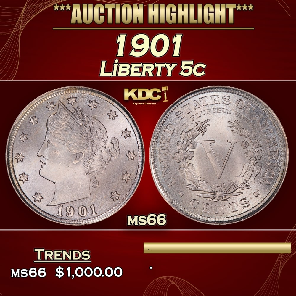 1901 Liberty Nickel 5c ms66 SEGS (1 of 3)