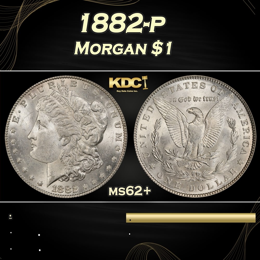 1882-p Morgan Dollar $1 Grades ms62+ (1 of 3)