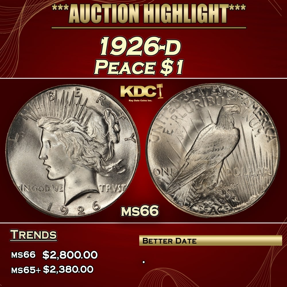 1926-d Peace Dollar $1 ms66 SEGS (1 of 3)