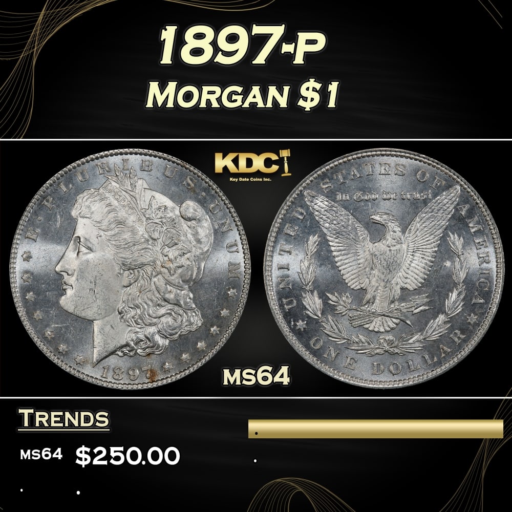 1897-p Morgan Dollar $1 Grades ms64: 1897-p Morgan Dollar $1 Grades ms64. 0