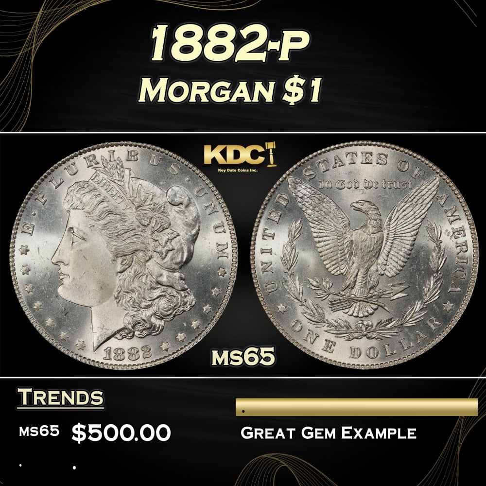 1882-p Morgan Dollar $1 Grades ms65: 1882-p Morgan Dollar $1 Grades ms65. 0