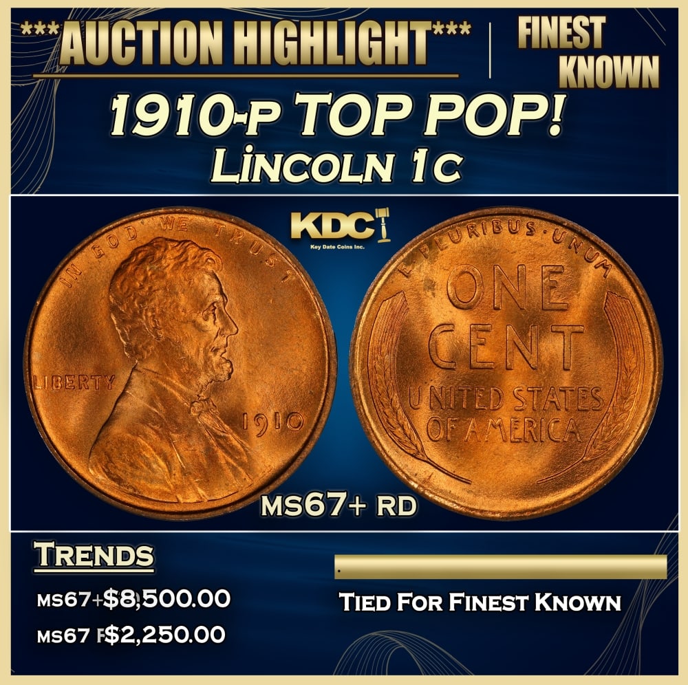 1910-p Lincoln Cent TOP POP! 1c ms67+ rd SEGS (1 of 3)