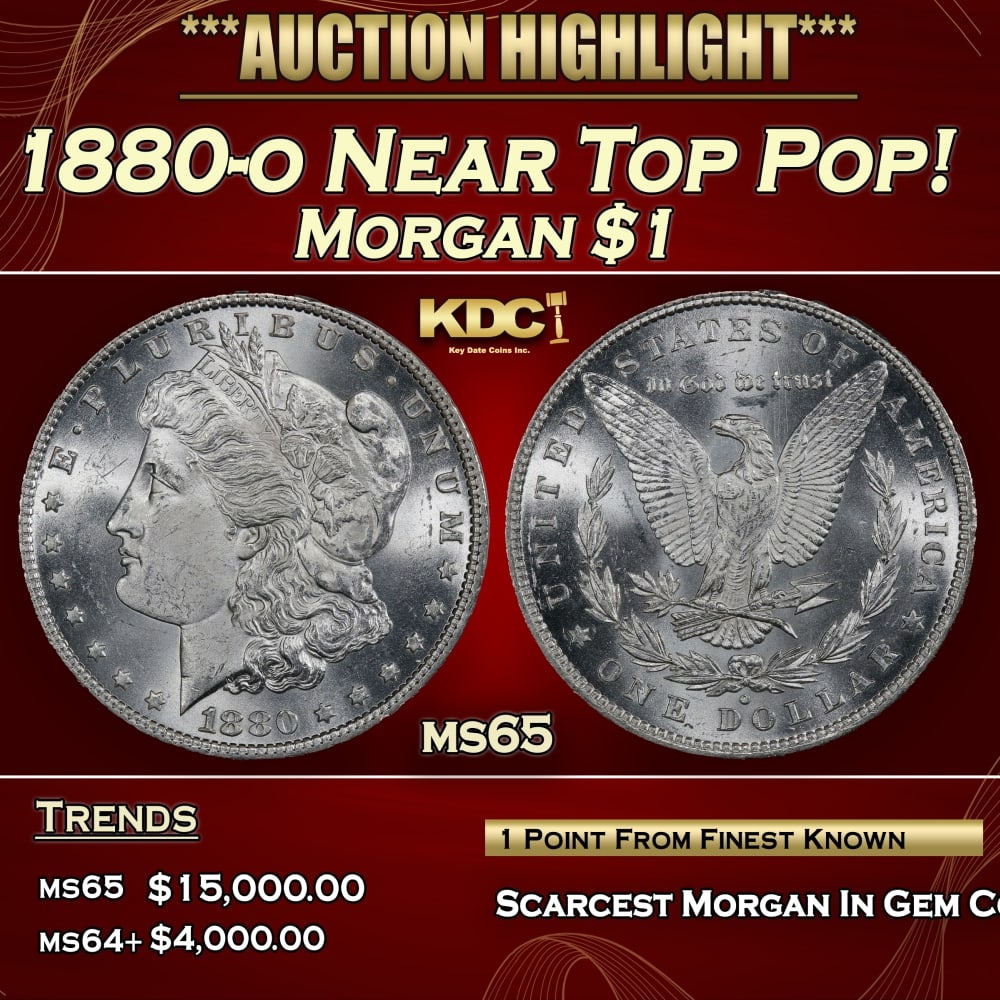 1880-o Morgan Dollar Near Top Pop! $1 ms65 SEGS: 1880-o Near Top Pop! Morgan Dollar $1 ms65 SEGS. 0