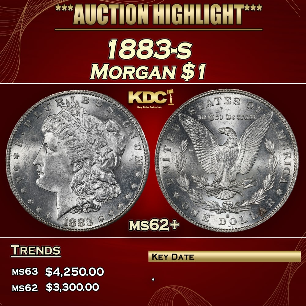 1883-s Morgan Dollar $1 ms62+ USCG (1 of 3)