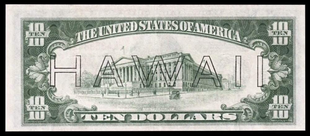 1934A $10 FRN Hawaii WWII Emergency Currency Grades Choice AU/BU Slider: 1934A $10 FRN Hawaii WWII Emergency Currency Grades Choice AU/BU Slider.