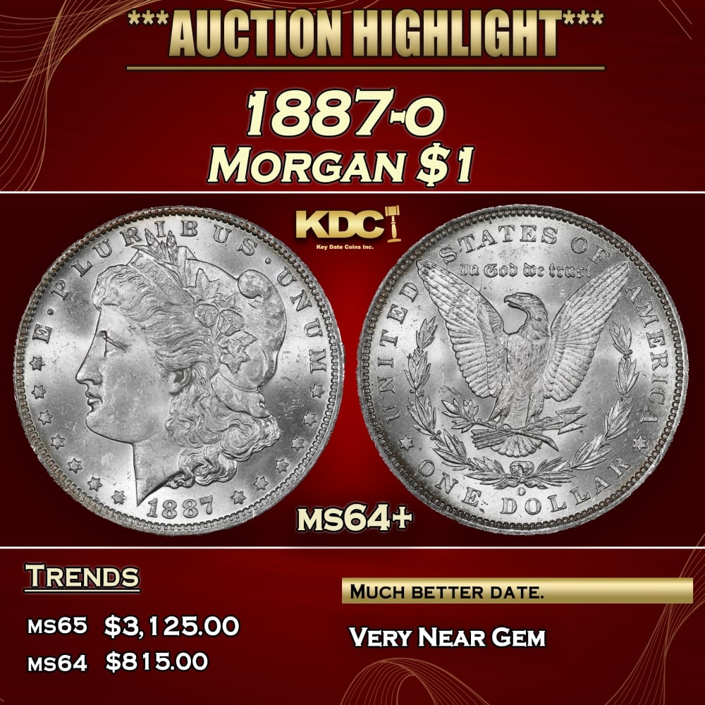 1887-o Morgan Dollar $1 ms64+ SEGS: 1887-o Morgan Dollar $1 ms64+ SEGS. 0