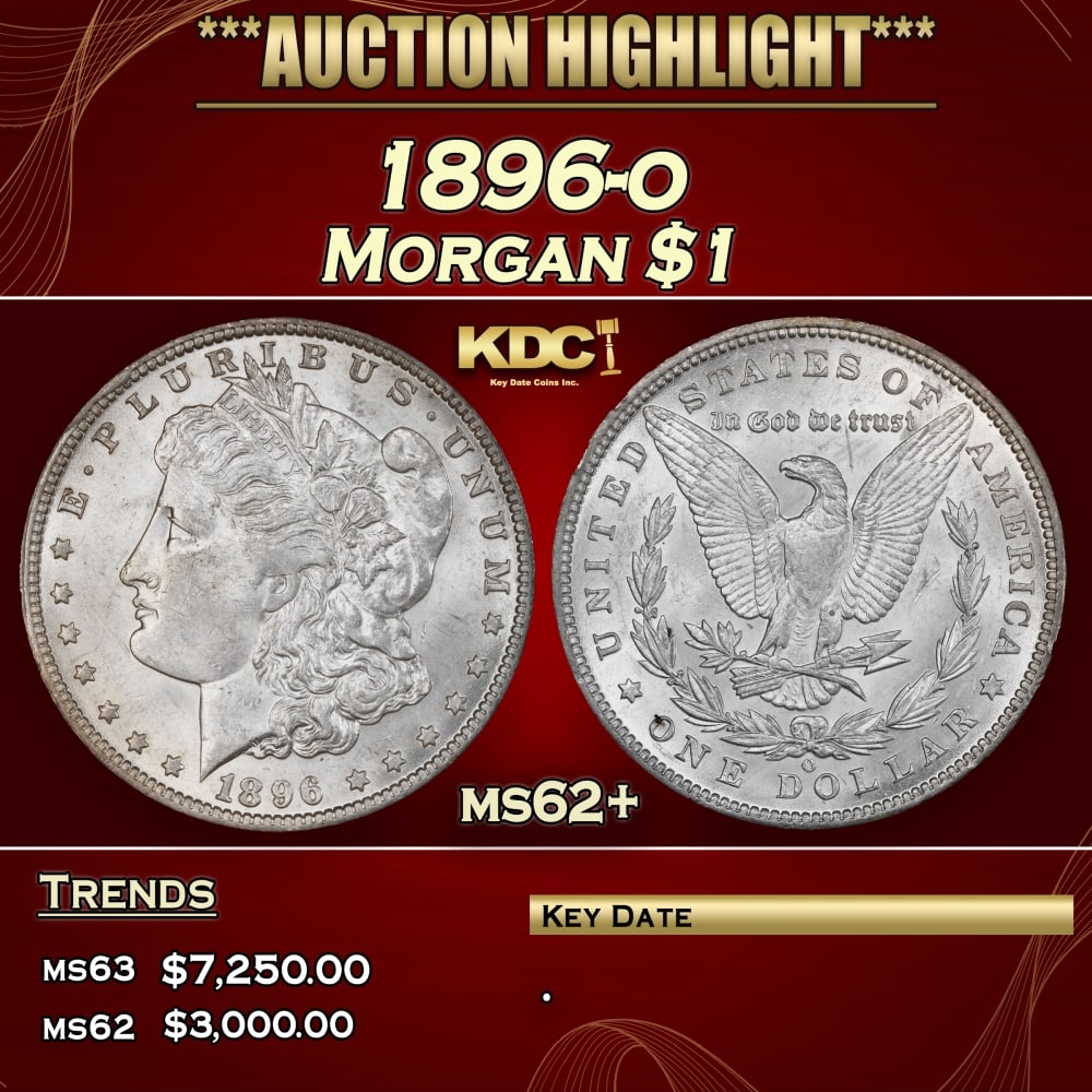 1896-o Morgan Dollar $1 ms62+ USCG: 1896-o Morgan Dollar $1 ms62+ USCG. 0