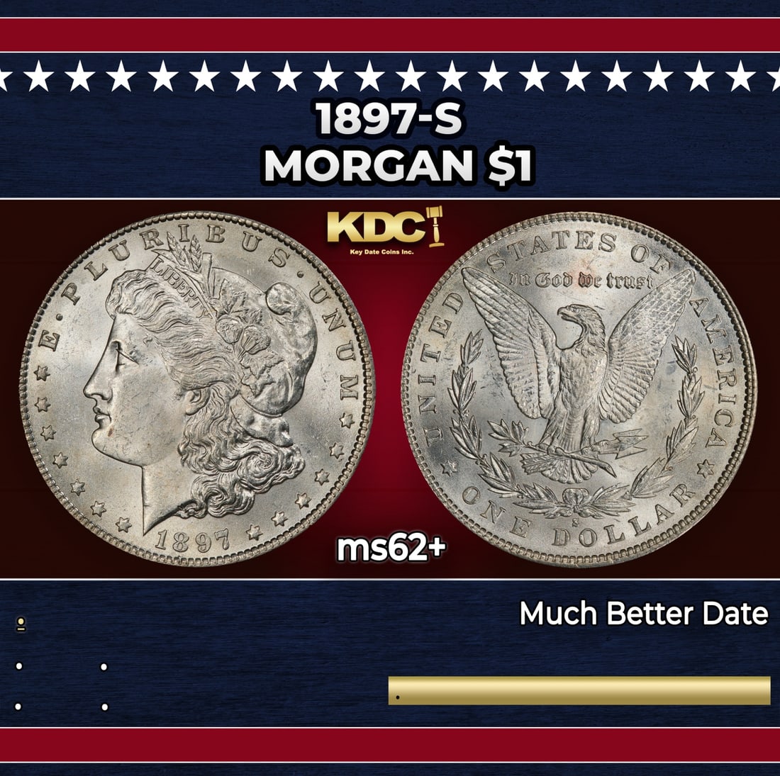 1897-s Morgan Dollar $1 Grades ms62+: 1897-s Morgan Dollar $1 Grades ms62+.