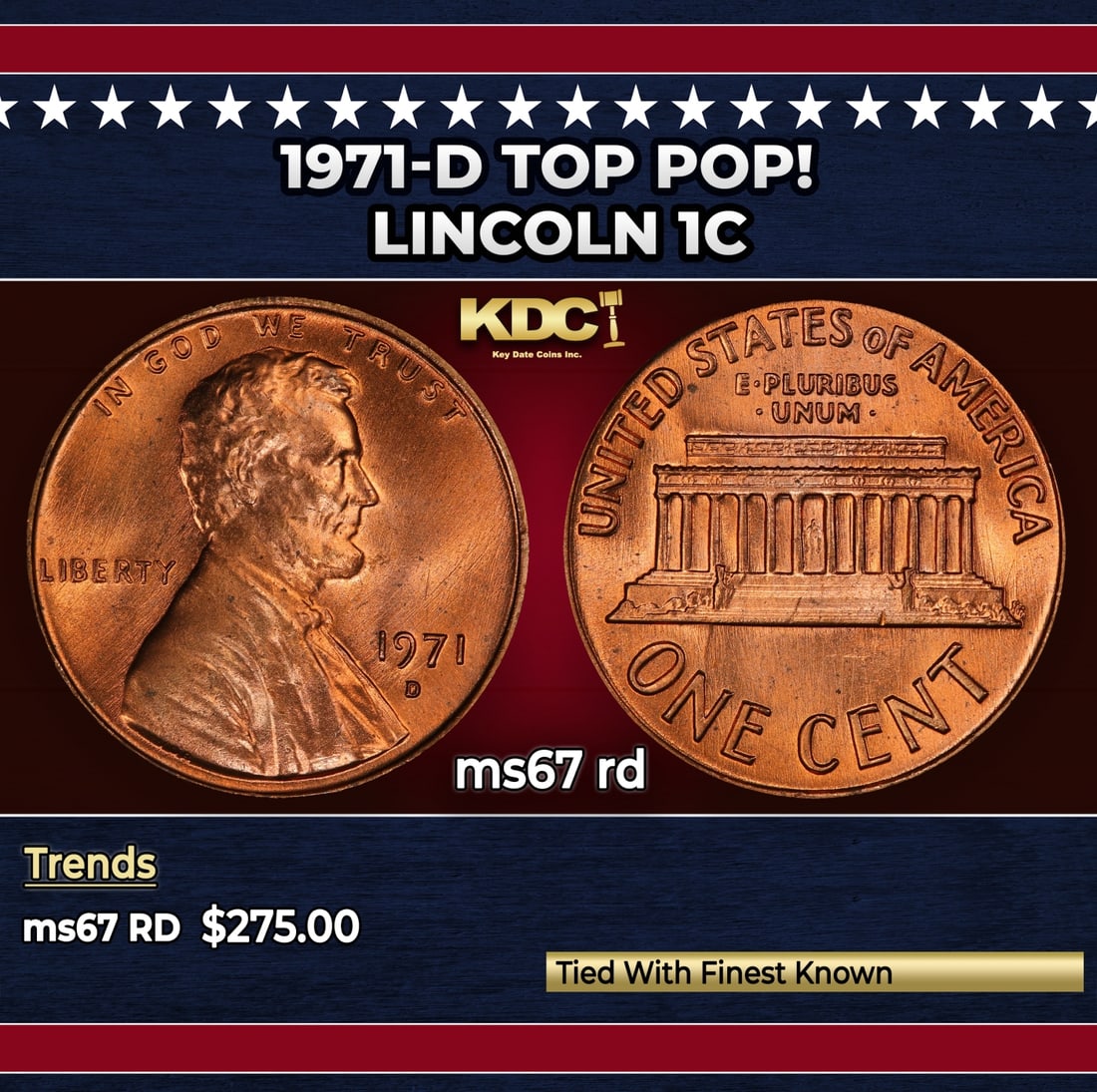 1971-d Lincoln Cent TOP POP! 1c ms67 rd SEGS: 1971-d TOP POP! Lincoln Cent 1c ms67 rd SEGS. Historic precious metal trends is causing increased spot pricing by the day. On auctions with set openings, we are doing our best to have items priced at 