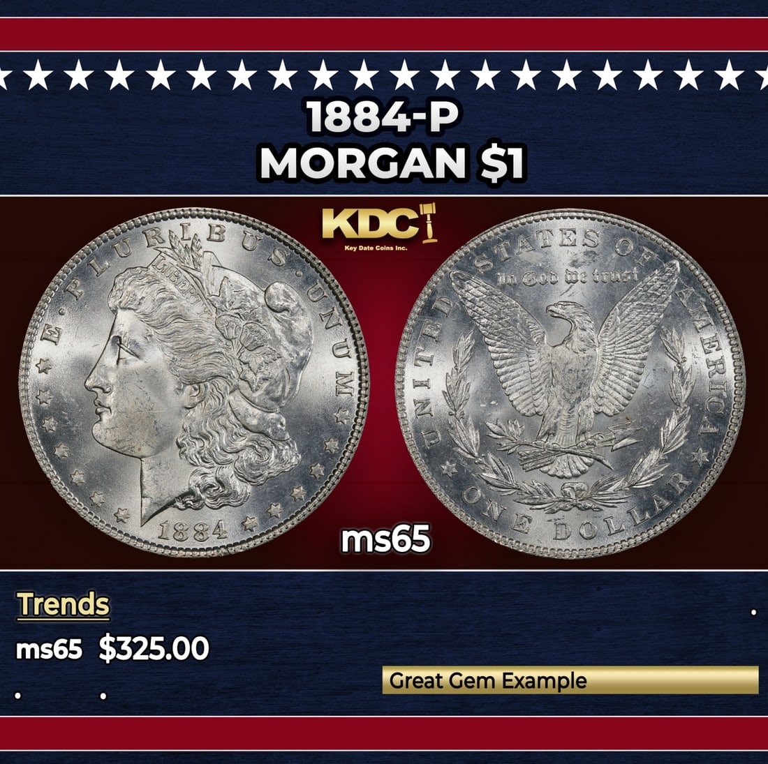 1884-p Morgan Dollar $1 Grades ms65: 1884-p Morgan Dollar $1 Grades ms65.