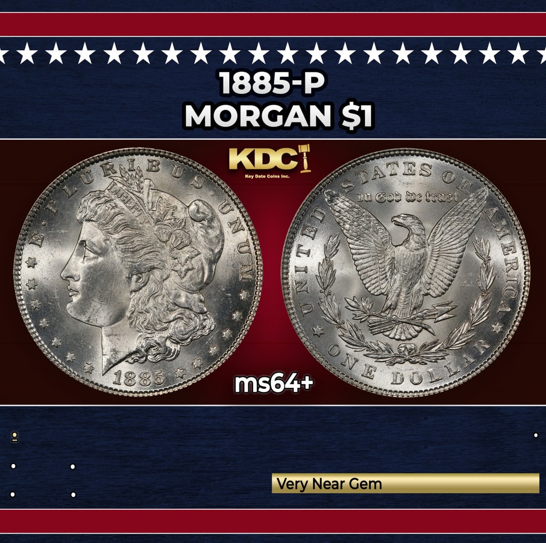 1885-p Morgan Dollar $1 Grades ms64+ (1 of 3)
