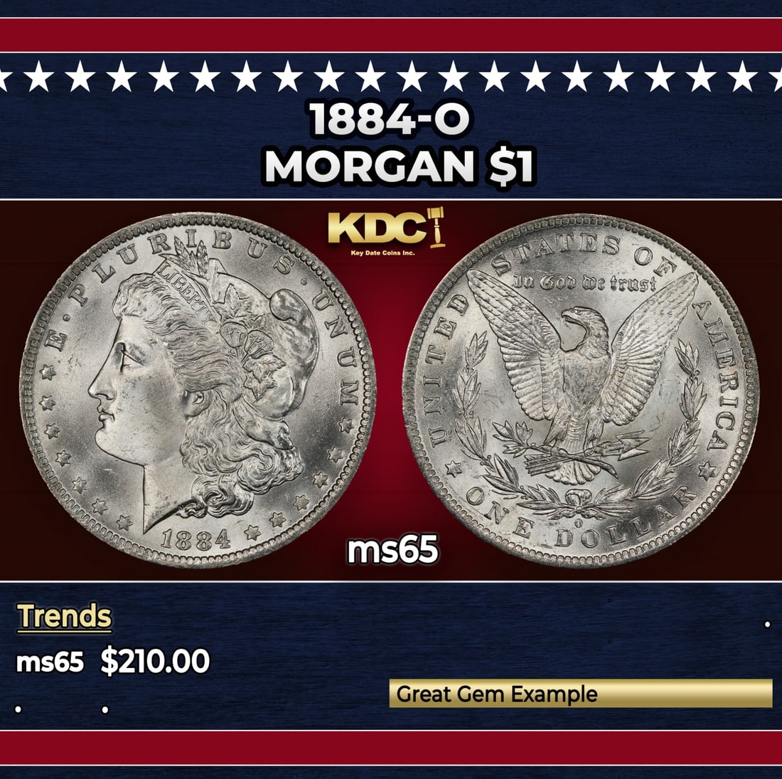 1884-o Morgan Dollar $1 Grades ms65: 1884-o Morgan Dollar $1 Grades ms65.