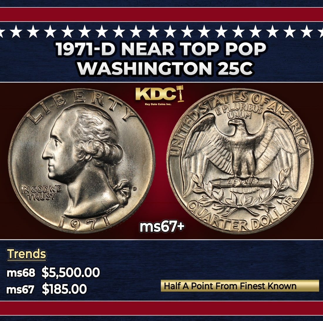 1971-d Washington Quarter Near Top Pop 25c ms67+ SEGS: 1971-d Near Top Pop Washington Quarter 25c ms67+ SEGS. Historic precious metal trends is causing increased spot pricing by the day. On auctions with set openings, we are doing our best to have items p