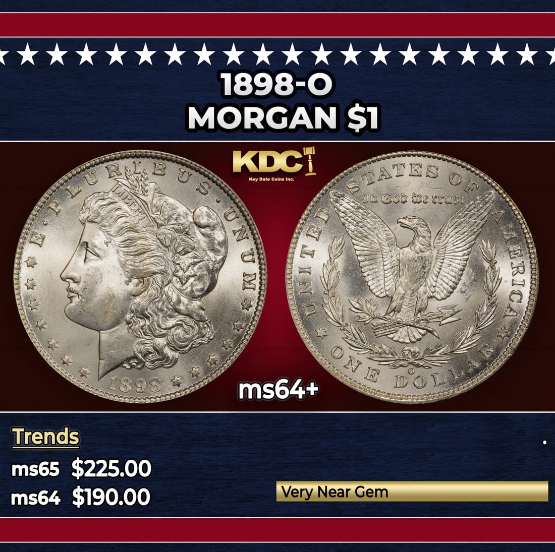 1898-o Morgan Dollar $1 Grades ms64+: 1898-o Morgan Dollar $1 Grades ms64+.