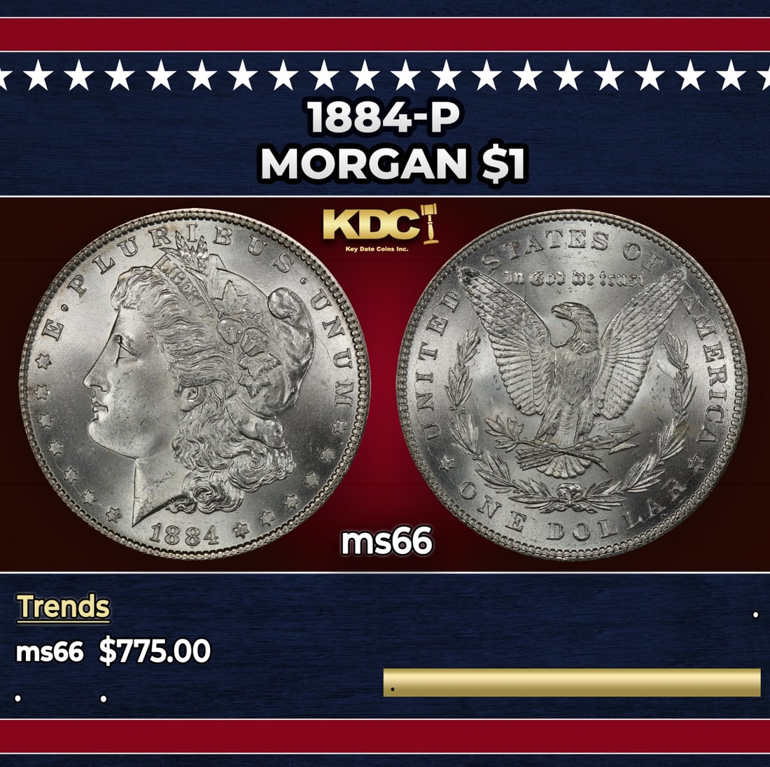 1884-p Morgan Dollar $1 Grades ms66: 1884-p Morgan Dollar $1 Grades ms66.