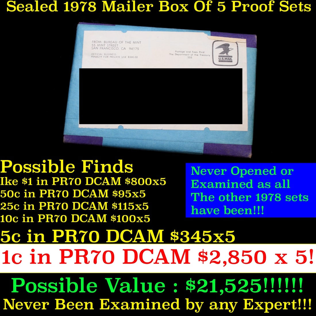 Original sealed box 5- 1978 United States Mint Proof Sets (1 of 1)