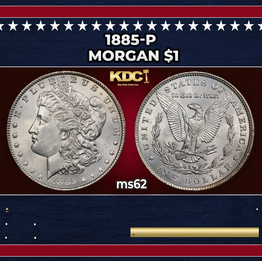 1885-p Morgan Dollar $1 Grades ms62 (1 of 3)
