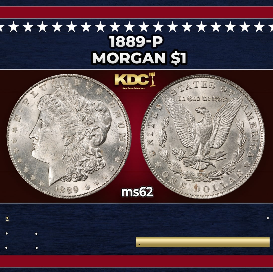 1889-p Morgan Dollar $1 Grades ms62 (1 of 3)