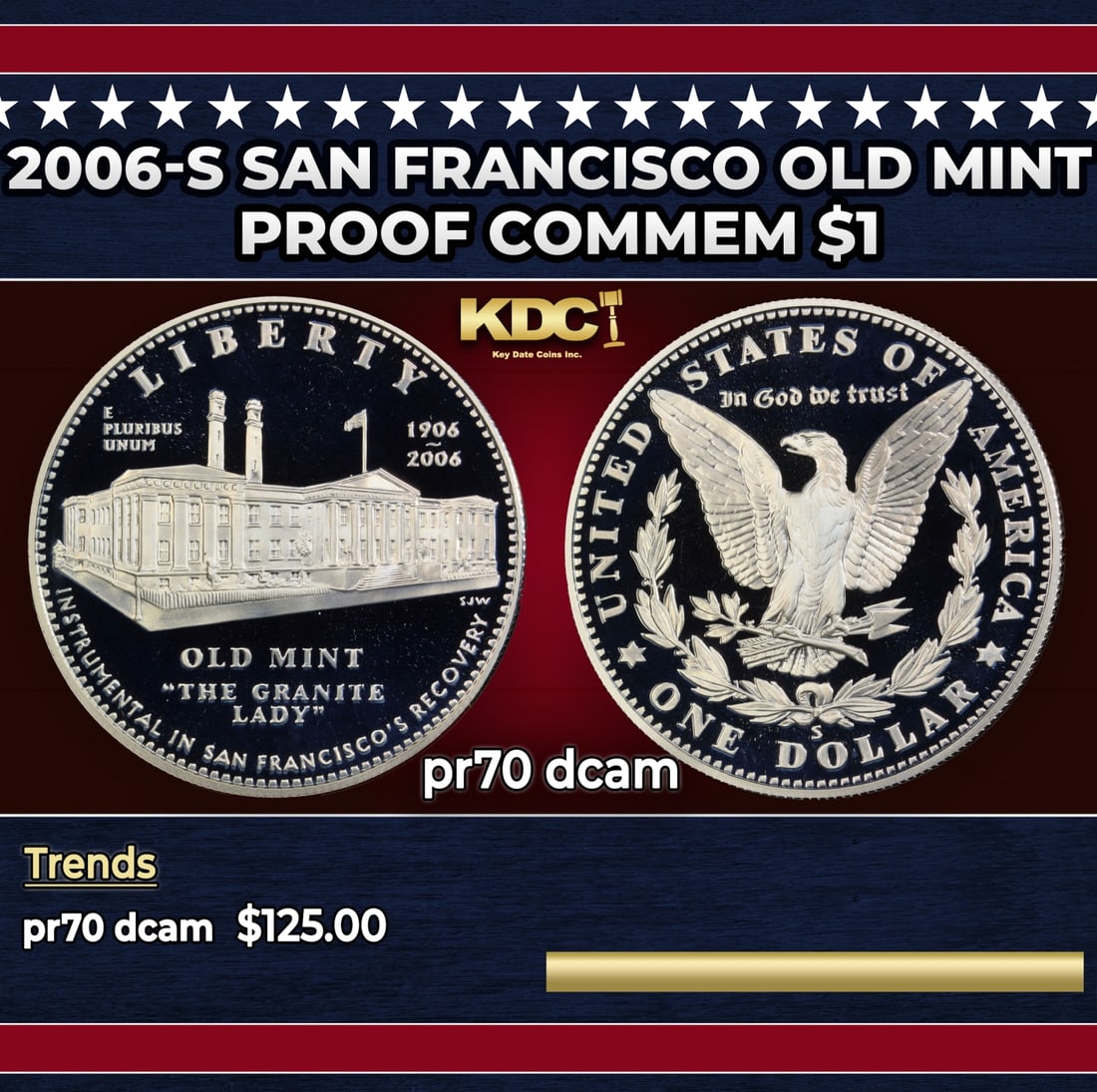 2006-S San Francisco Old Mint Proof Modern Commem Dollar $1 pr70 dcam SEGS: 2006-S San Francisco Old Mint Modern Commem Dollar $1 pr70 dcam SEGS. Historic precious metal trends is causing increased spot pricing by the day. On auctions with set openings, we are doing our best 