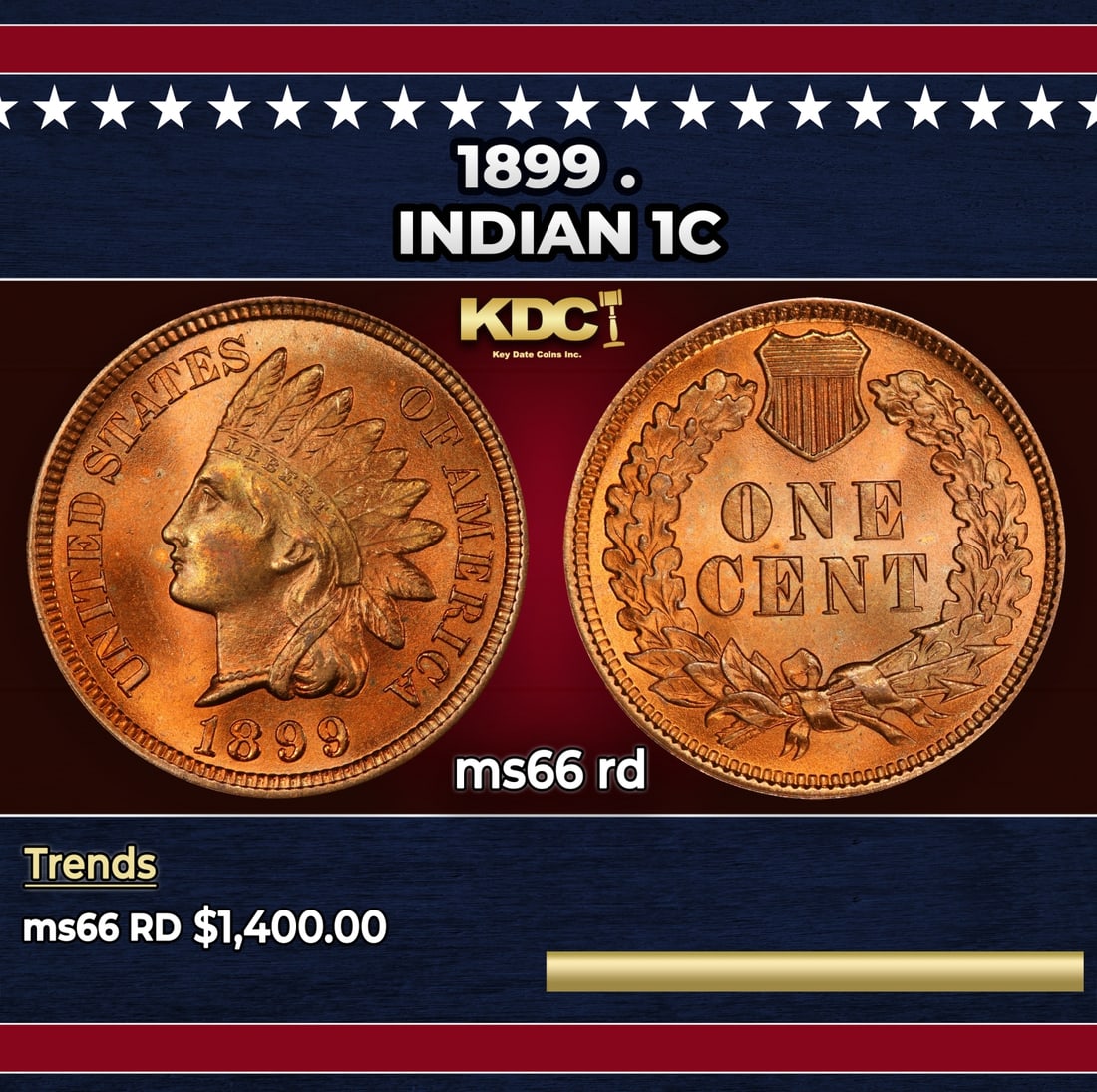 1899 Indian Cent . 1c ms66 rd SEGS: 1899 . Indian Cent 1c ms66 rd SEGS. Historic precious metal trends is causing increased spot pricing by the day. On auctions with set openings, we are doing our best to have items priced at their mark