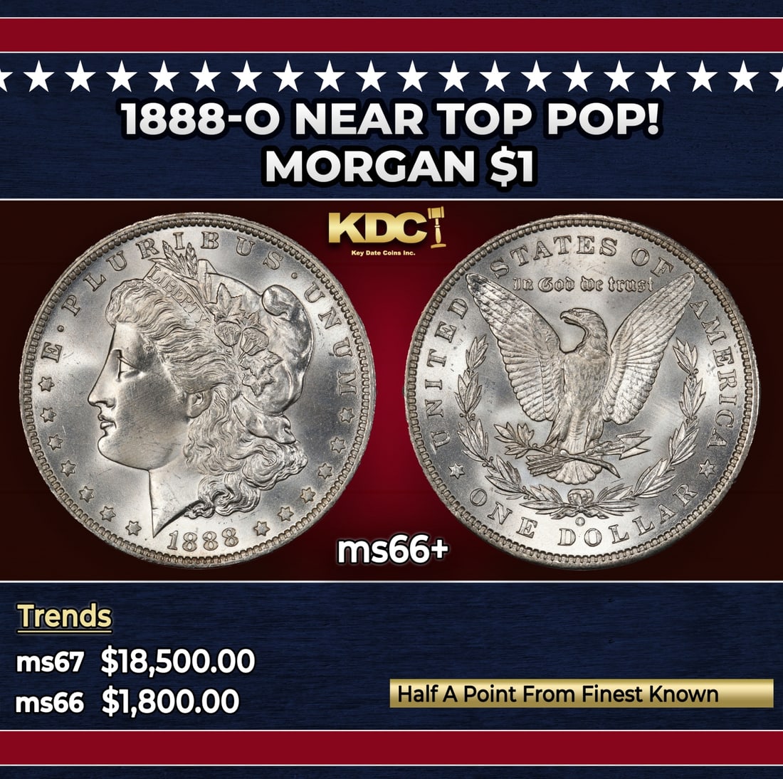 1888-o Morgan Dollar Near Top Pop! $1 ms66+ SEGS: 1888-o Near Top Pop! Morgan Dollar $1 ms66+ SEGS.