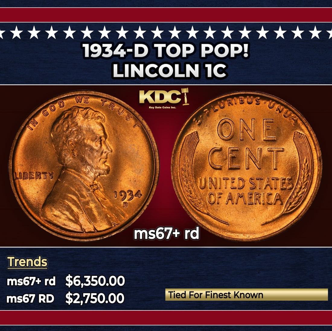 1934-d Lincoln Cent TOP POP! 1c ms67+ rd SEGS: 1934-d TOP POP! Lincoln Cent 1c ms67+ rd SEGS. Historic precious metal trends is causing increased spot pricing by the day. On auctions with set openings, we are doing our best to have items priced at