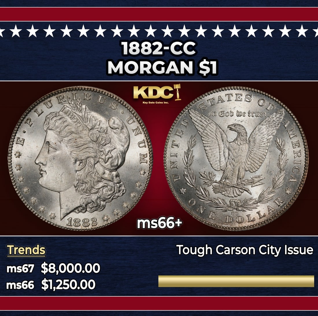 1882-cc Morgan Dollar $1 ms66+ SEGS: 1882-cc Morgan Dollar $1 ms66+ SEGS.