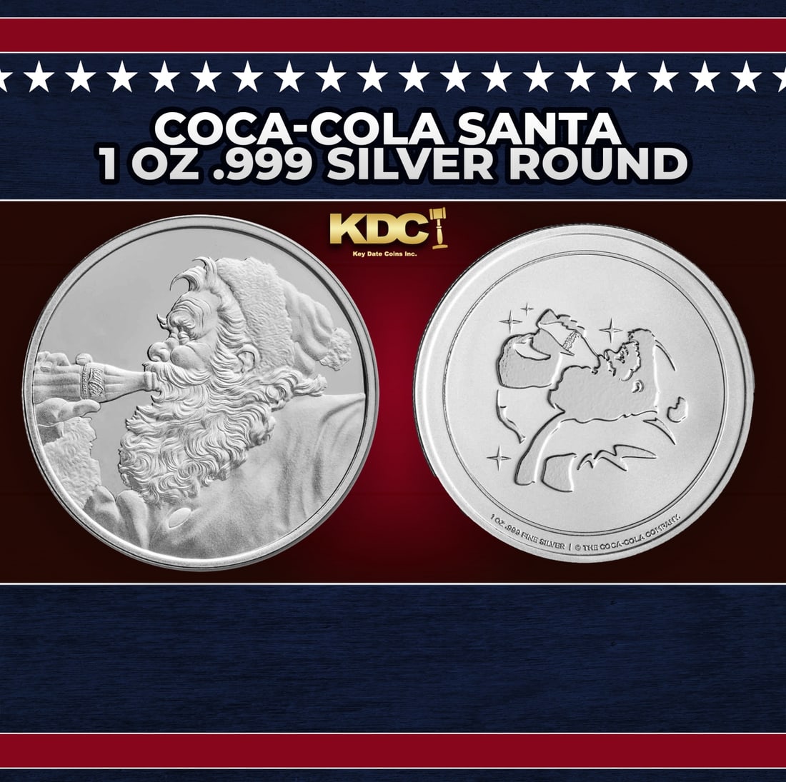 Coca-Cola Santa 1 oz .999 Silver Round Round (1 of 3)