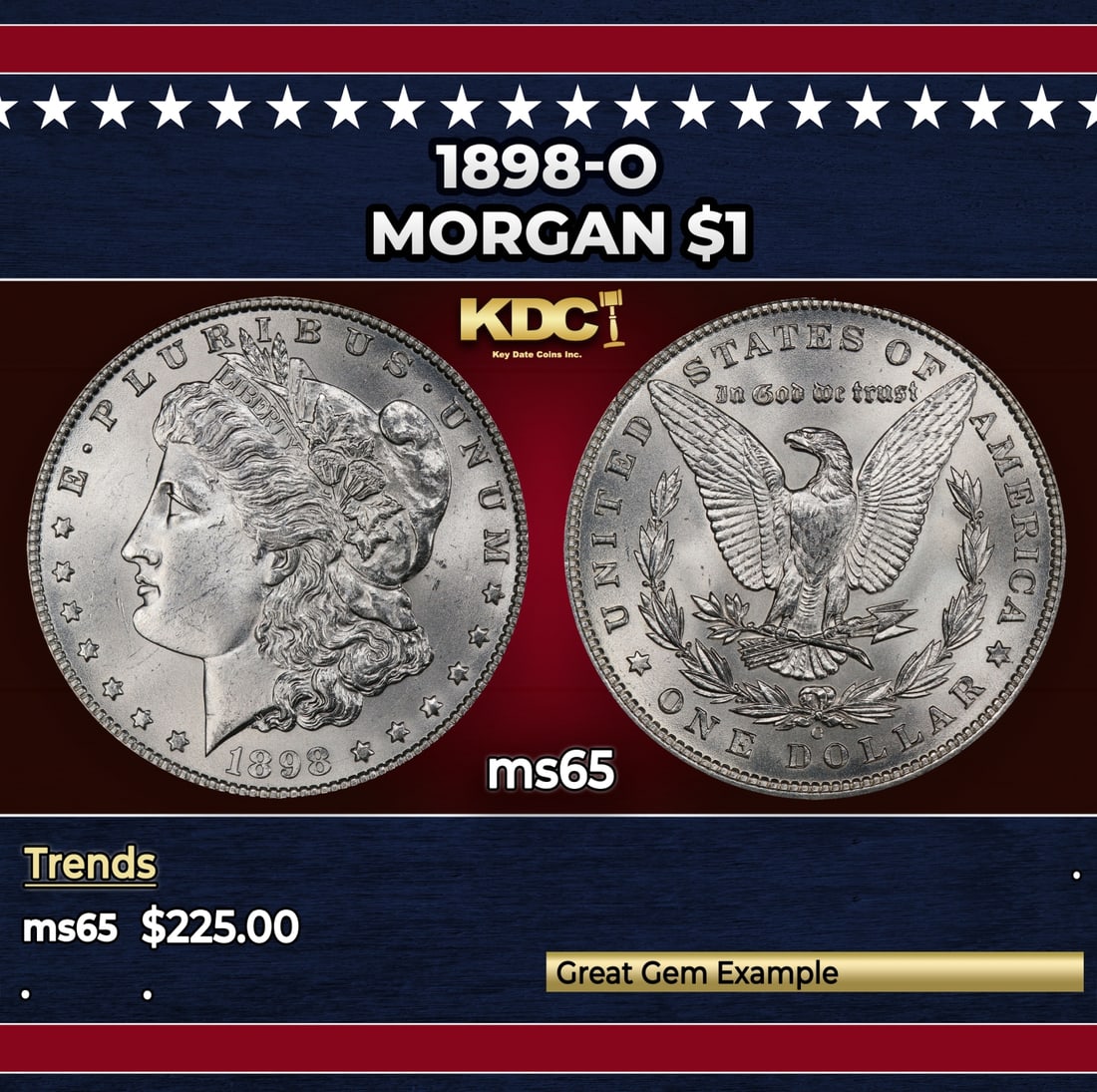 1898-o Morgan Dollar $1 Grades ms65: 1898-o Morgan Dollar $1 Grades ms65.