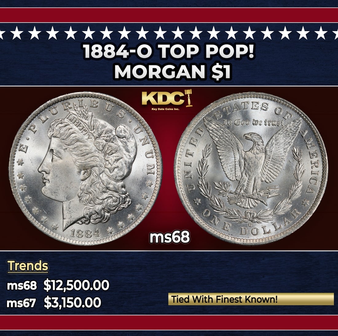 1884-o Morgan Dollar TOP POP! $1 ms68 SEGS: 1884-o TOP POP! Morgan Dollar $1 ms68 SEGS.