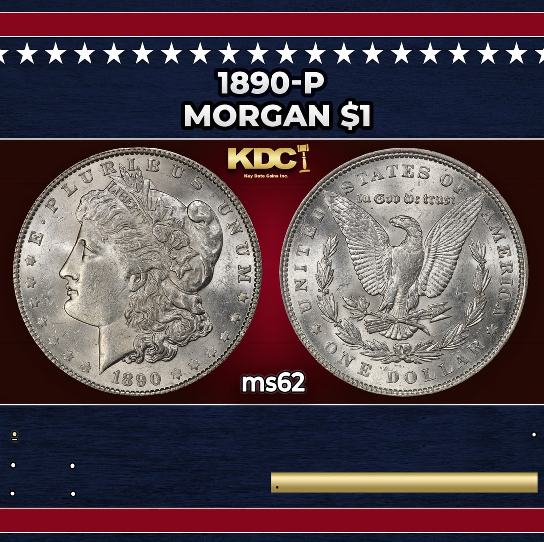 1890-p Morgan Dollar $1 Grades ms62 (1 of 3)