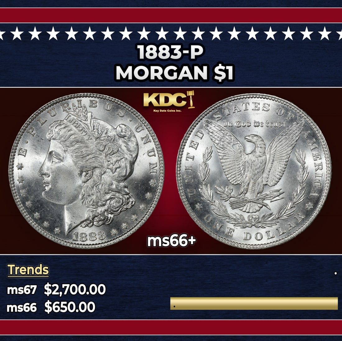 1883-p Morgan Dollar $1 ms66+ SEGS: 1883-p Morgan Dollar $1 ms66+ SEGS.