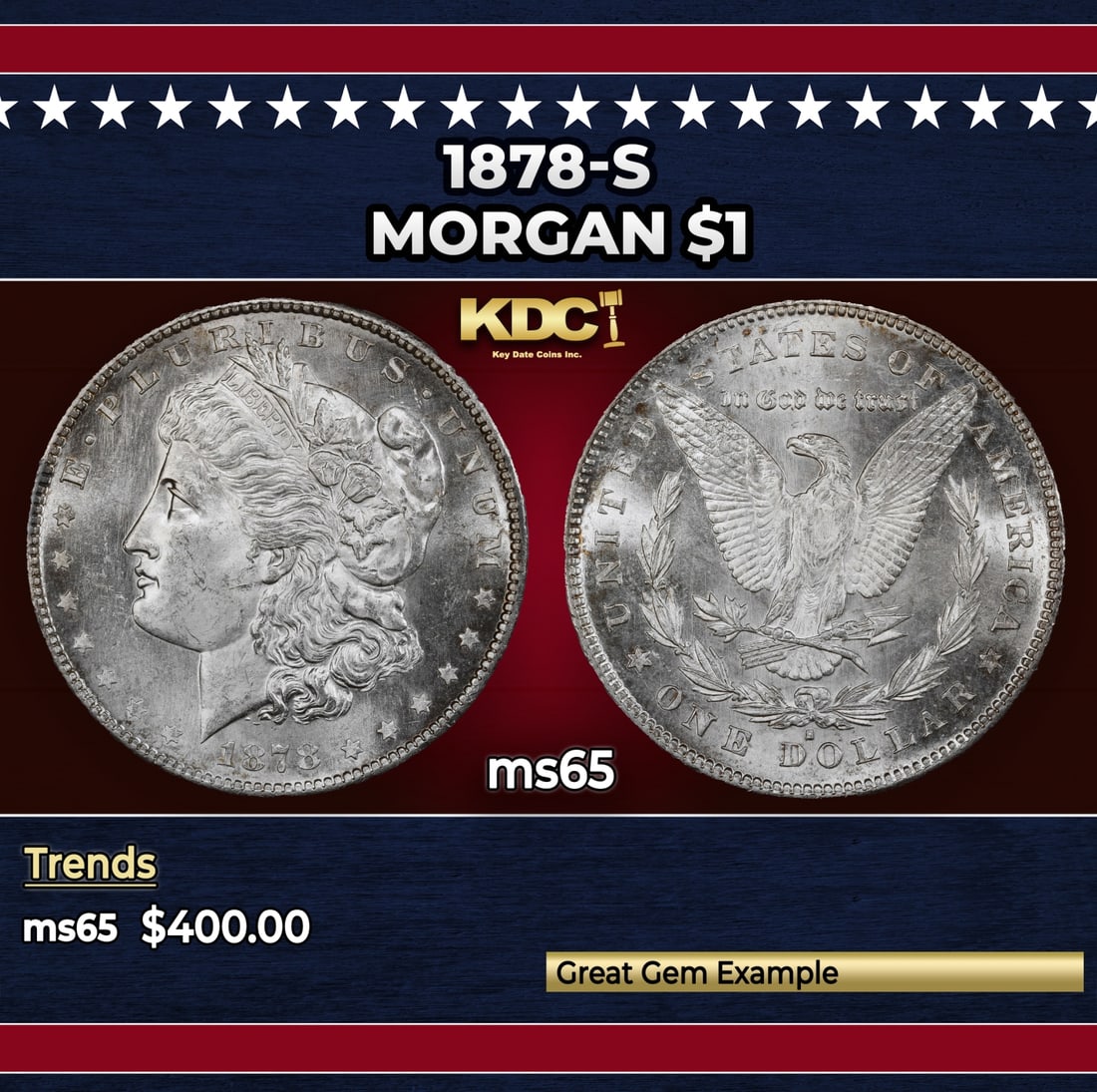 1878-s Morgan Dollar $1 Grades ms65 (1 of 3)