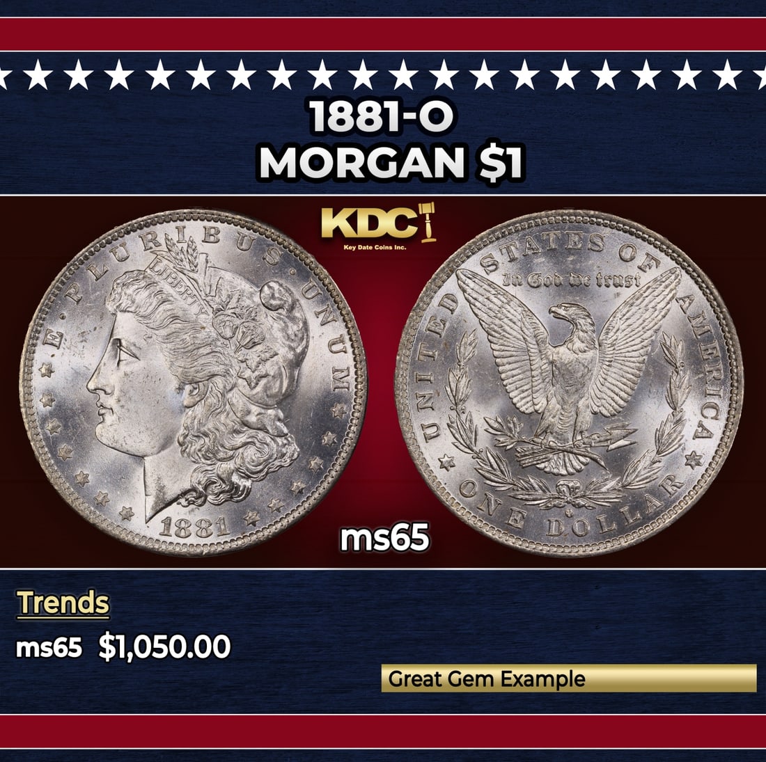 1881-o Morgan Dollar $1 ms65 SEGS: 1881-o Morgan Dollar $1 ms65 SEGS.
