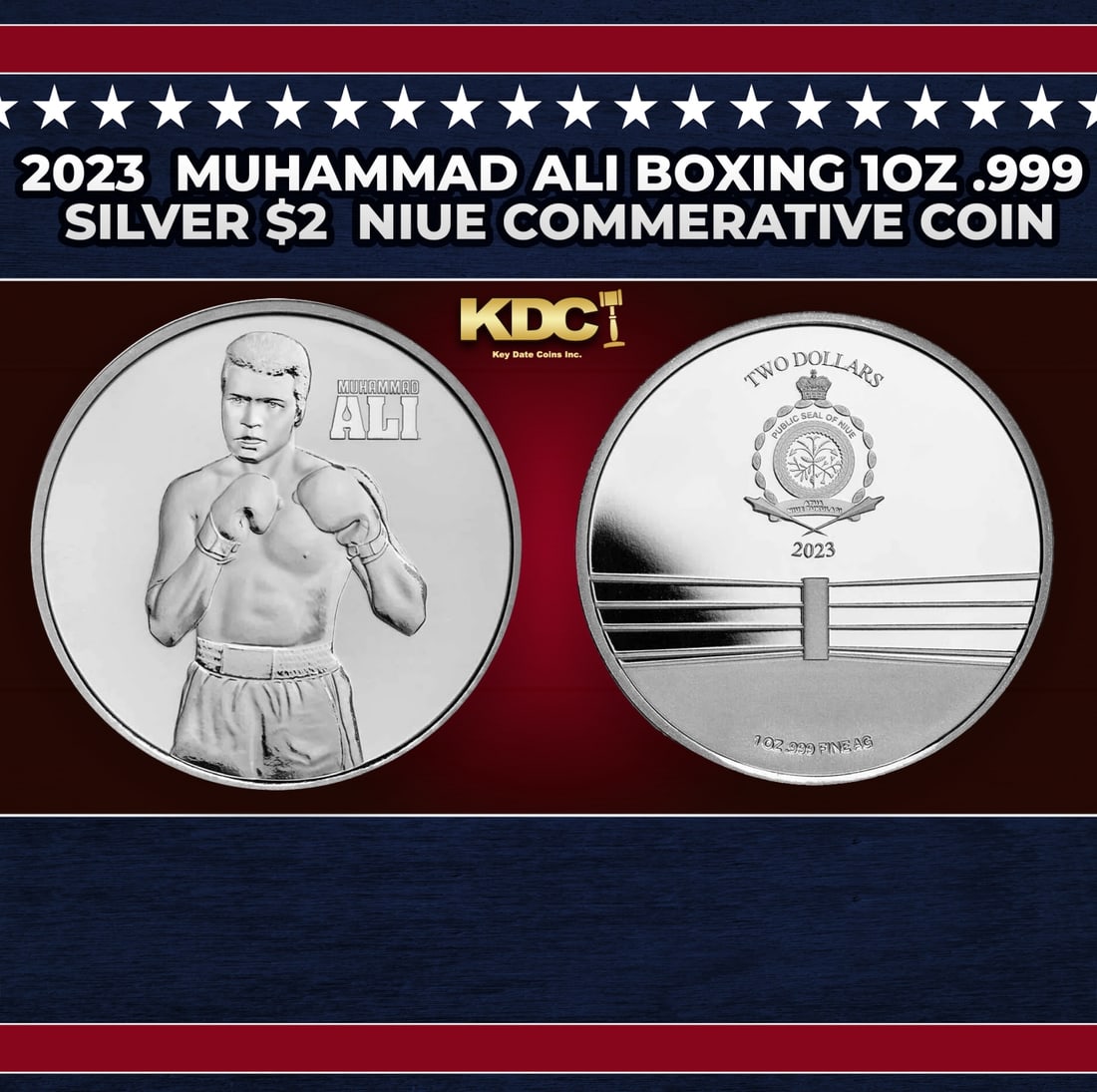 2023 Muhammad Ali Boxing 1oz .999 Silver $2 Niue Commerative Coin Grades Ungraded Round (1 of 3)