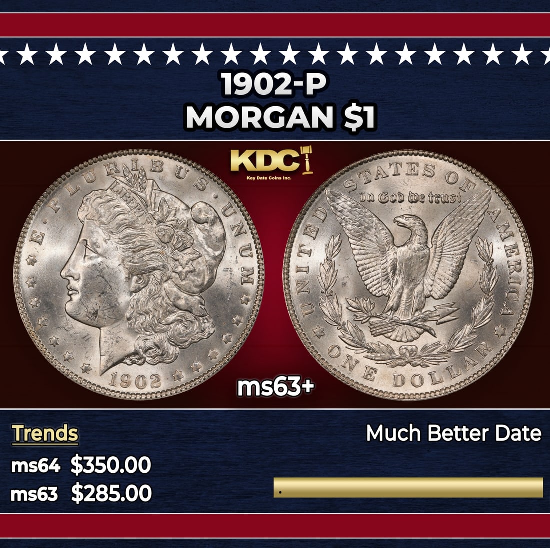 1902-p Morgan Dollar $1 Grades ms63+: 1902-p Morgan Dollar $1 Grades ms63+.