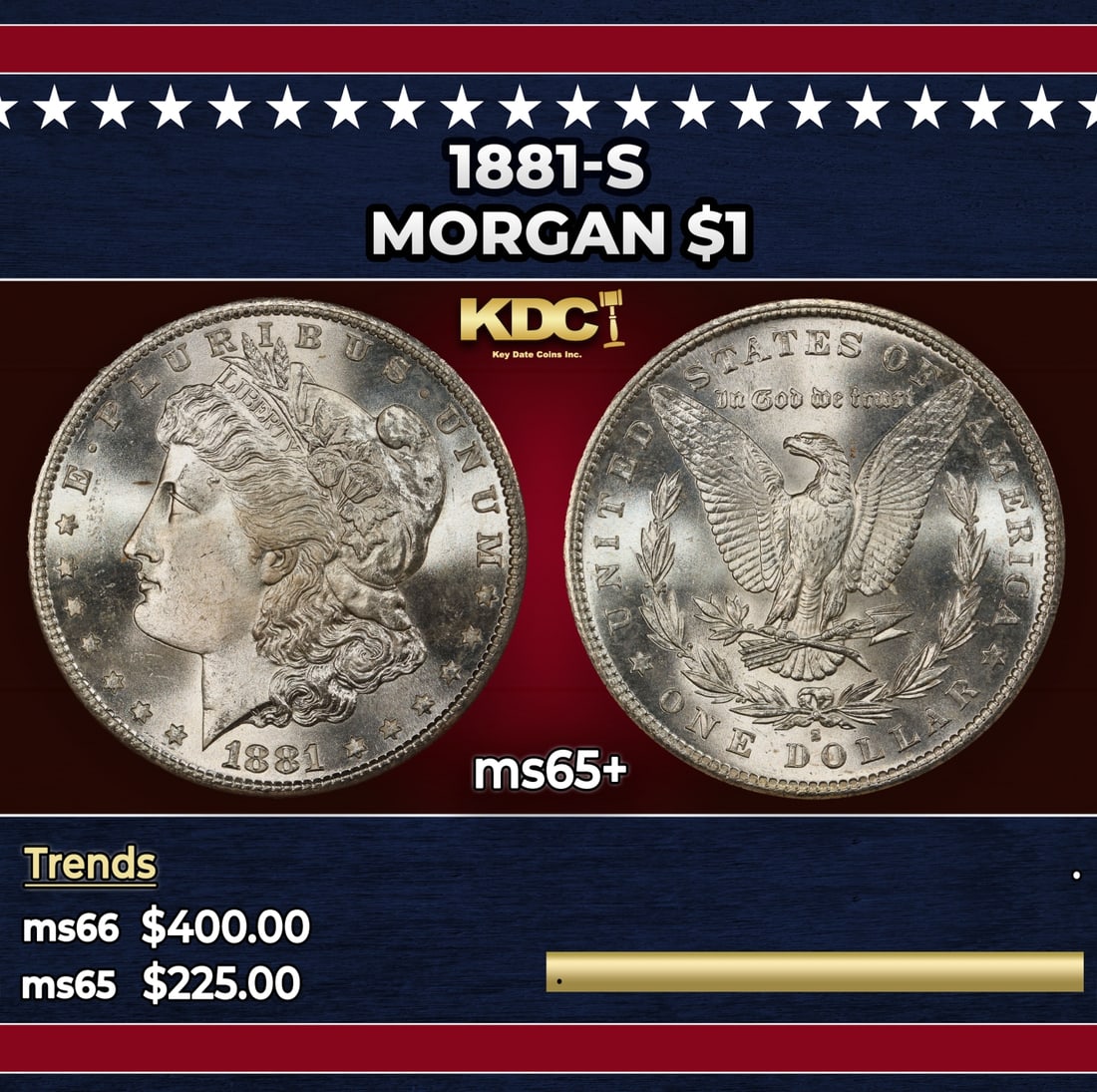 1881-s Morgan Dollar $1 Grades ms65+: 1881-s Morgan Dollar $1 Grades ms65+.