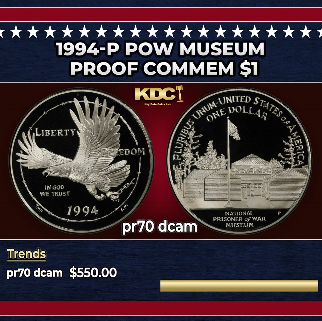 1994-P Pow Museum Proof Modern Commem Dollar $1 pr70 dcam SEGS: 1994-P Pow Museum Modern Commem Dollar $1 pr70 dcam SEGS. Historic precious metal trends is causing increased spot pricing by the day. On auctions with set openings, we are doing our best to have item