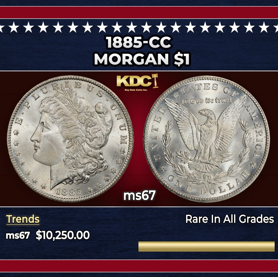 1885-cc Morgan Dollar $1 ms67 SEGS: 1885-cc Morgan Dollar $1 ms67 SEGS.
