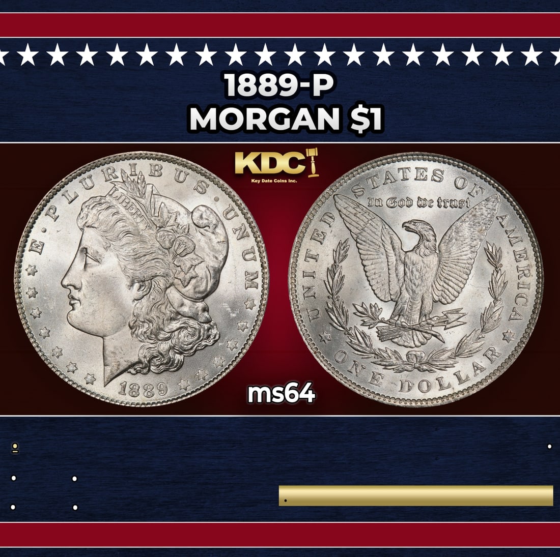 1889-p Morgan Dollar $1 Grades ms64 (1 of 3)