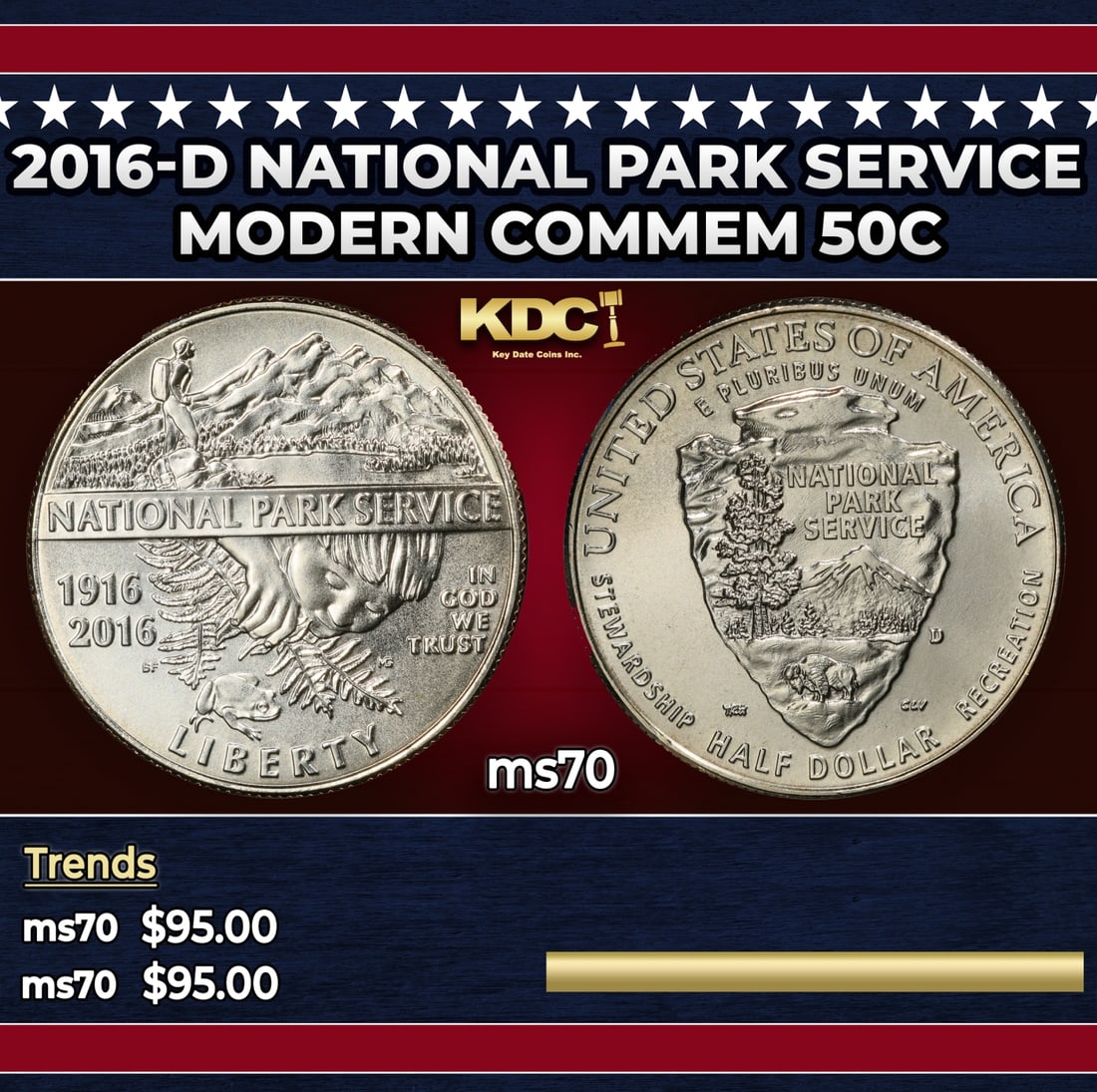 2016-d National Park Service Modern Commem Half Dollar 50c ms70 SEGS: 2016-d National Park Service Modern Commem Half Dollar 50c ms70 SEGS. Historic precious metal trends is causing increased spot pricing by the day. On auctions with set openings, we are doing our best 