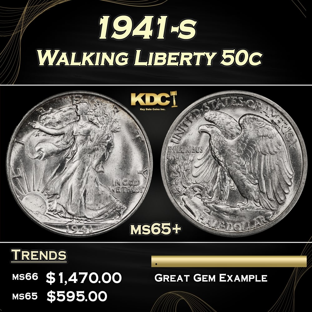 1941-s Walking Liberty Half Dollar 50c Grades ms65+: 1941-s Walking Liberty Half Dollar 50c Grades ms65+.