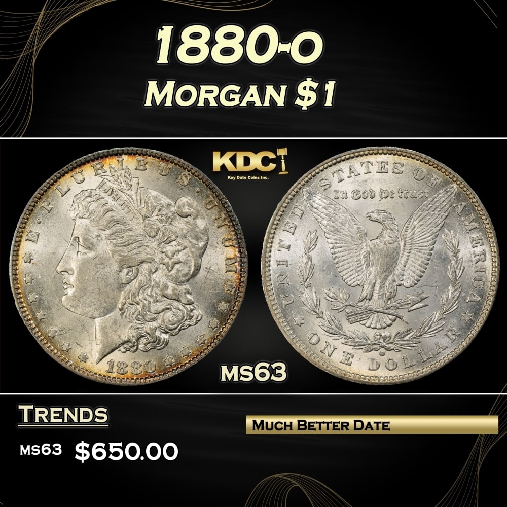 1880-o Morgan Dollar $1 Grades ms63: 1880-o Morgan Dollar $1 Grades ms63. 0