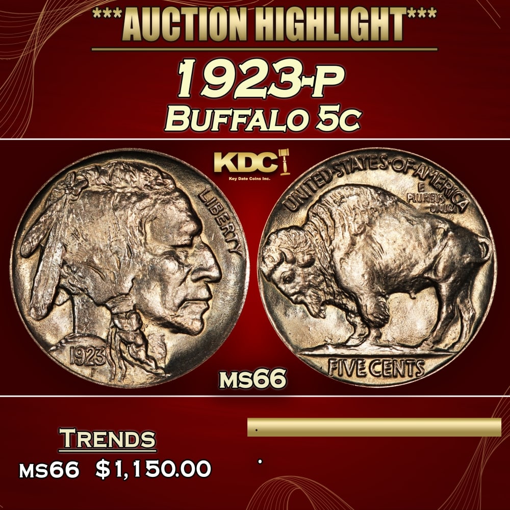 1923-p Buffalo Nickel 5c ms66 SEGS: 1923-p Buffalo Nickel 5c ms66 SEGS.