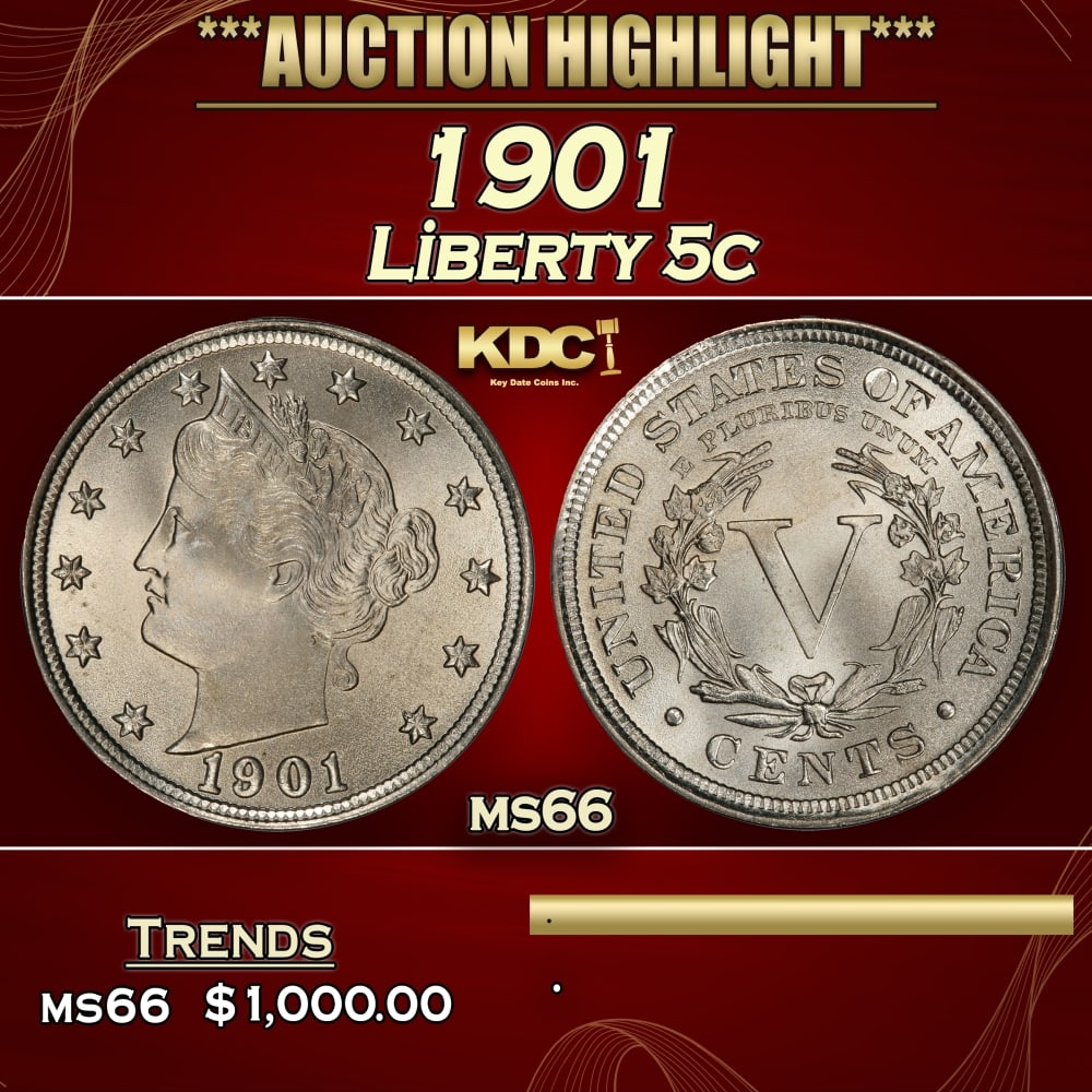 1901 Liberty Nickel 5c ms66 SEGS: 1901 Liberty Nickel 5c ms66 SEGS. 0